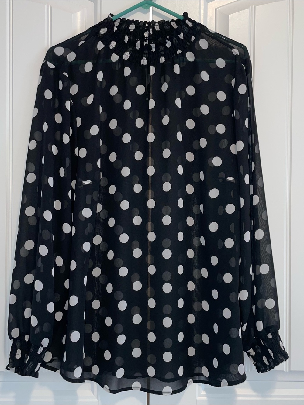 torrid Black Polka Dot Smocked Neck Blouse